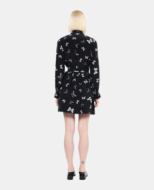 The Kooples FEMME BLACK WHITE robe courte imprim&eacute;e papillons