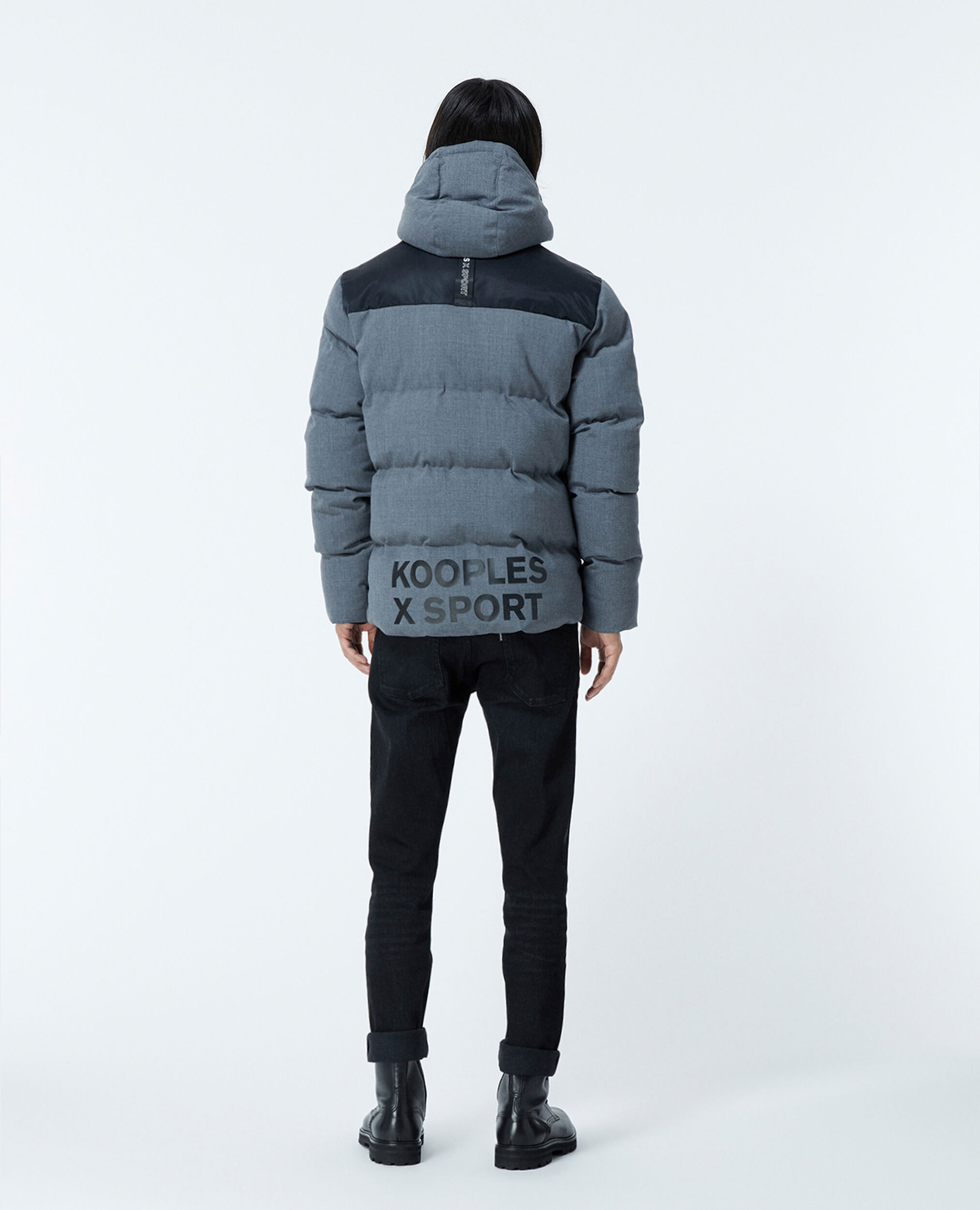 Quilted charcoal grey down jacket The Kooples UK