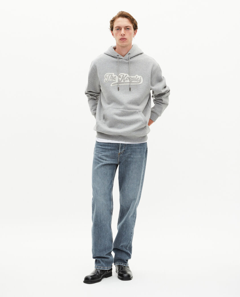 The Kooples MEN GREY MELANGE hooded sweatshirt with grey patch