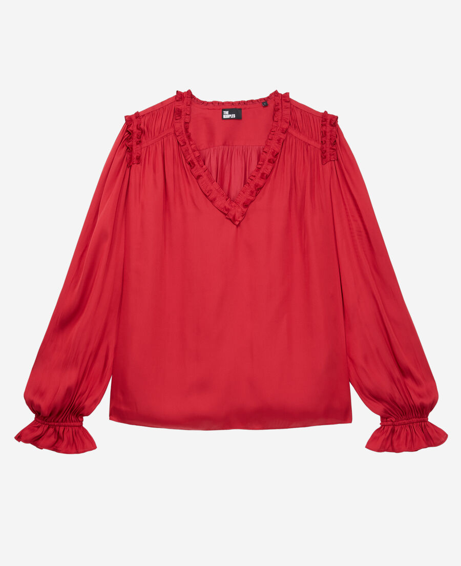 The Kooples WOMEN LIGHT BURGUNDY red top with shirring