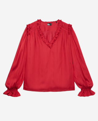 The Kooples WOMEN LIGHT BURGUNDY red top with shirring