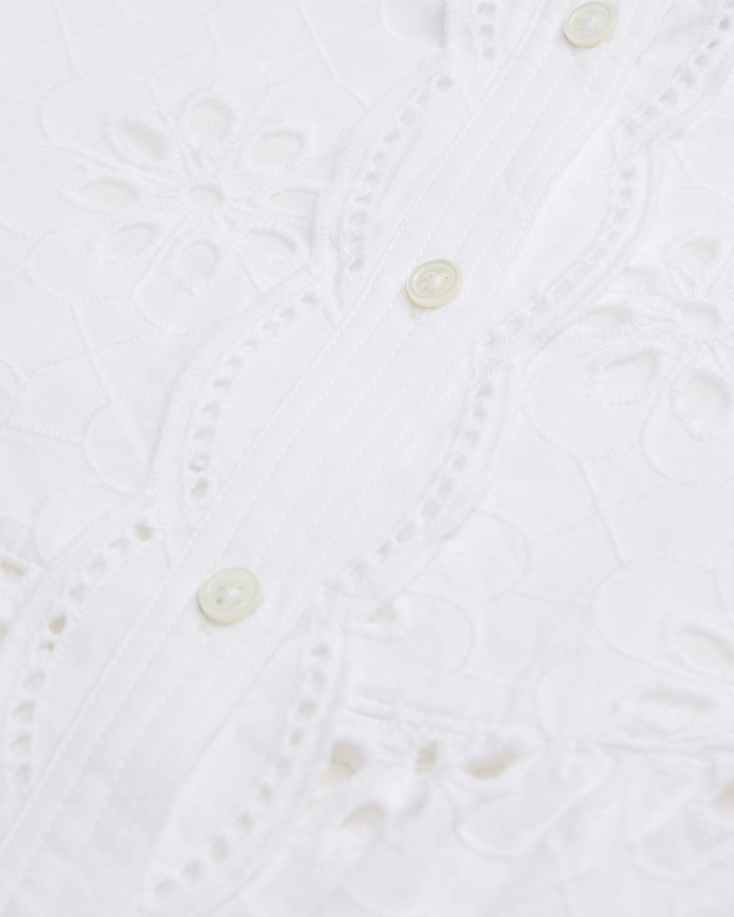 Short white top with Broderie Anglaise, WHITE, hi-res image number null