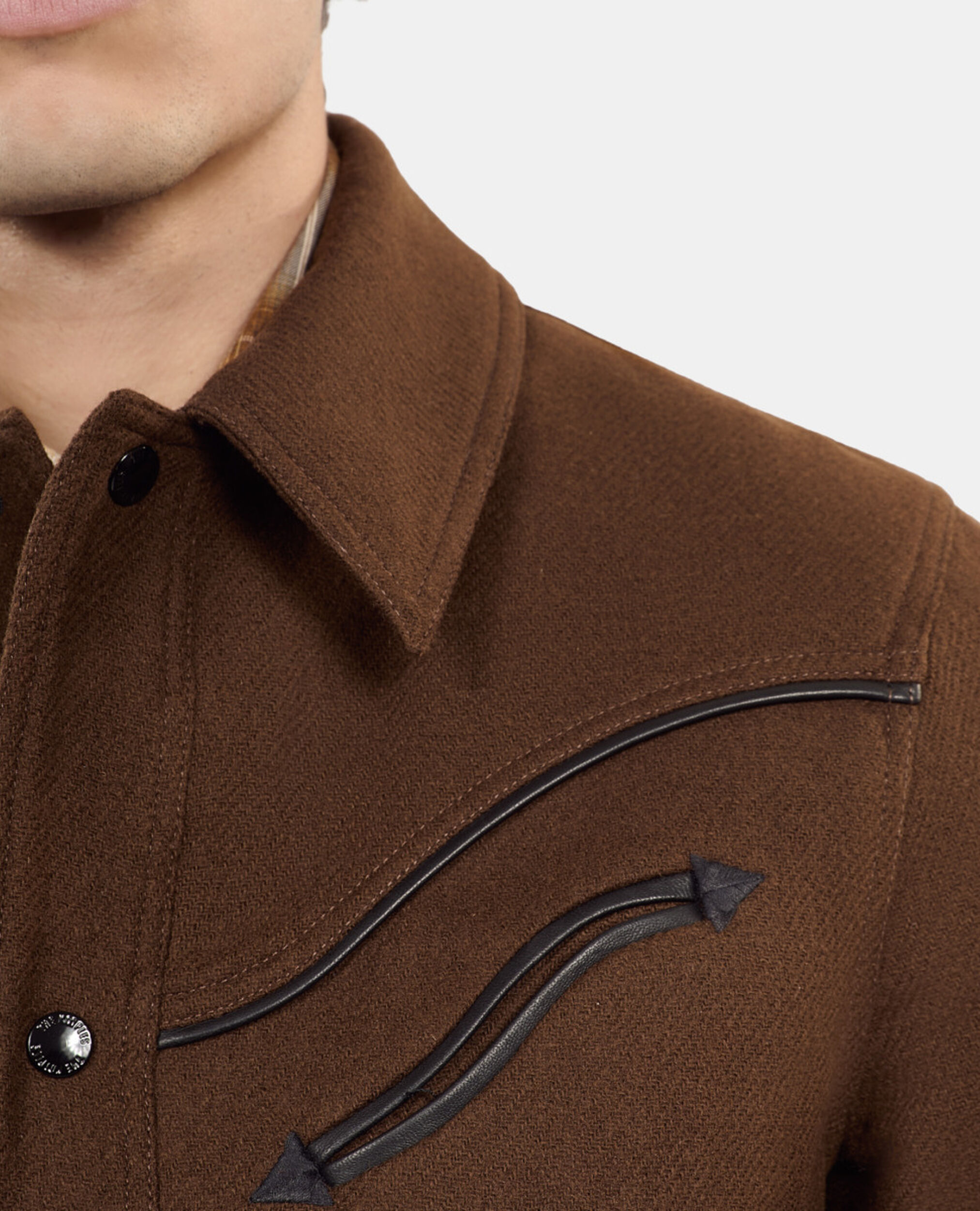 Brown flannel overshirt-style jacket, BROWN, hi-res image number null