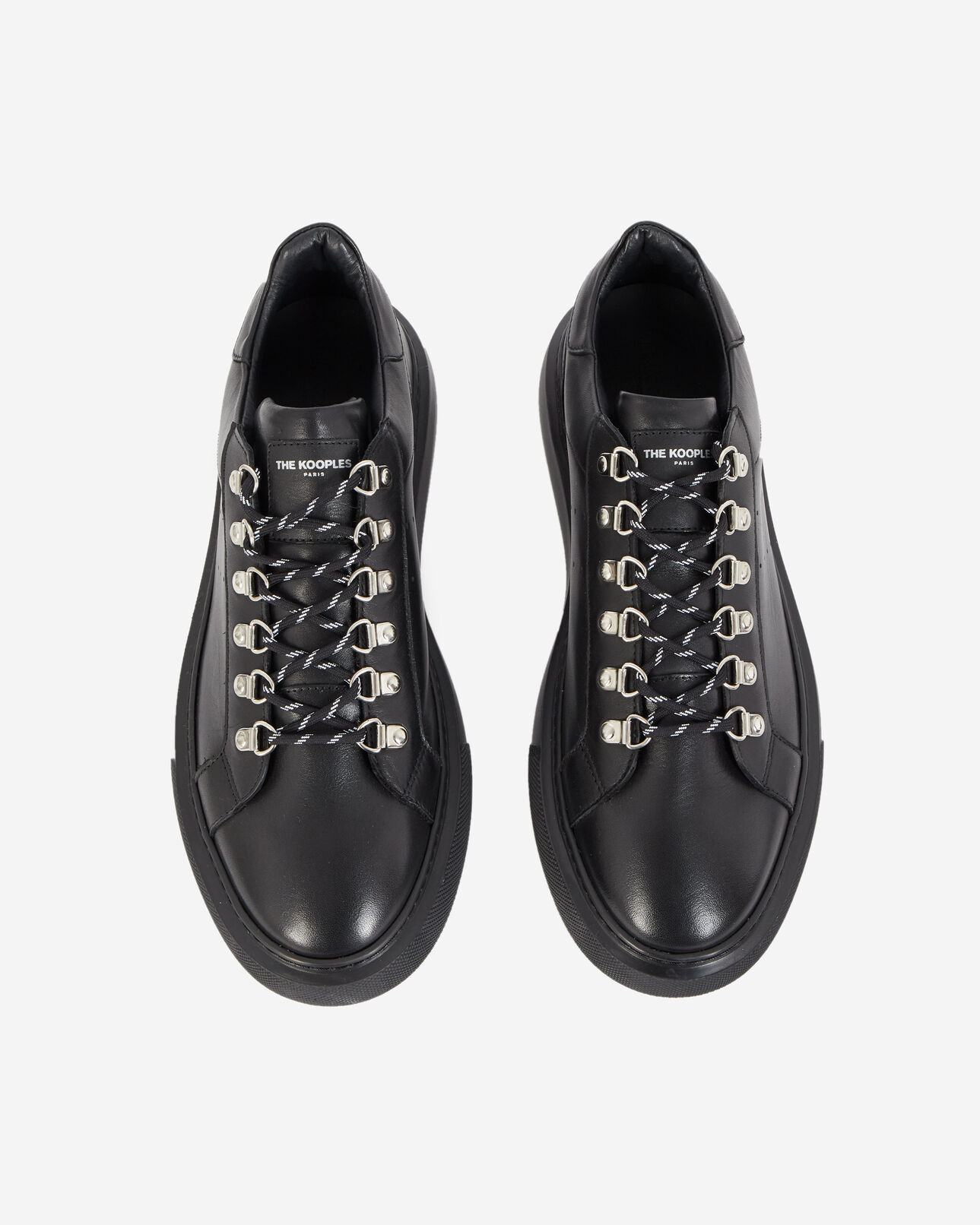The Kooples HOMME BLACK baskets compensées noires cuir à œillets