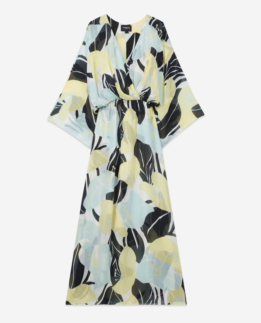 The Kooples DAMEN GREEN langes elegantes grünes kleid mit blumenmotiv