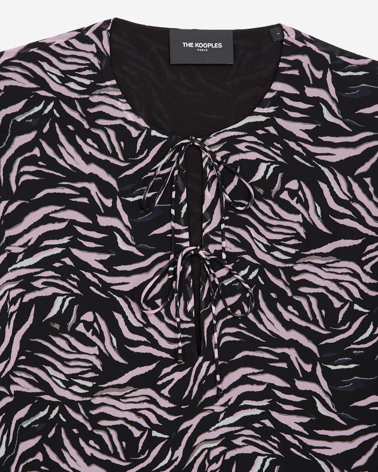 The Kooples MUJER BLACK / PINK top fluido rosa negro estampado cebra