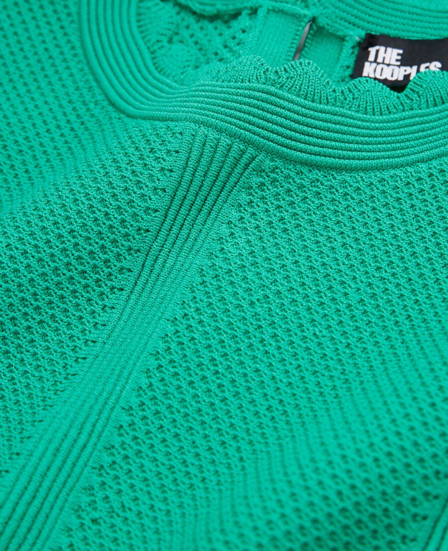 green short openwork knit top