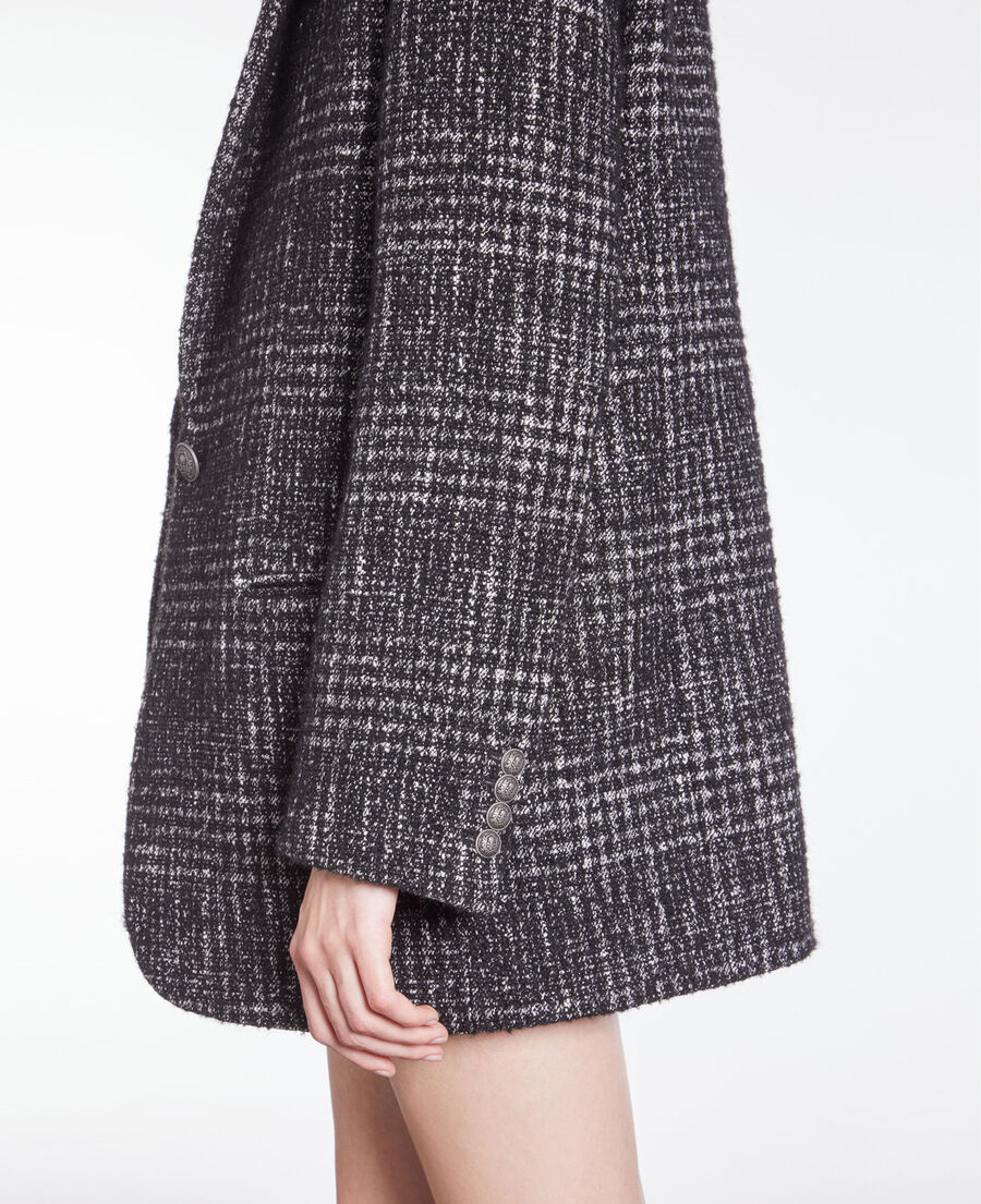 black and white tweed blazer