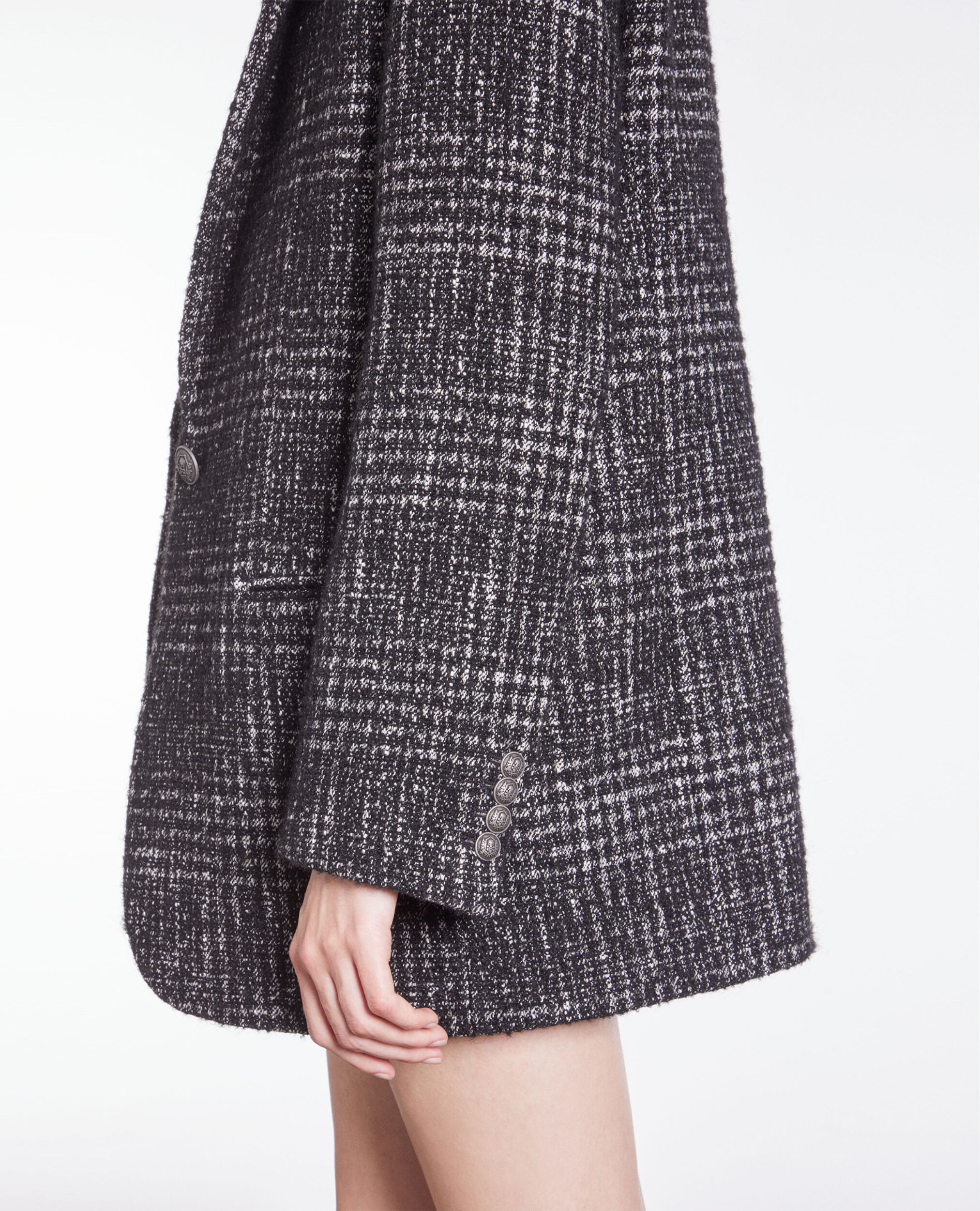 Black and white tweed blazer, BLACK WHITE, hi-res image number null