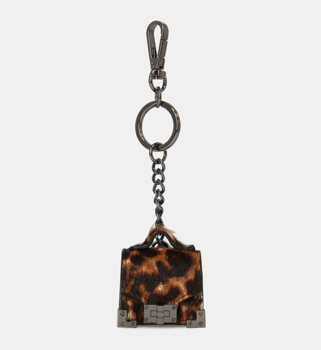 Emily leopard print leather keyring