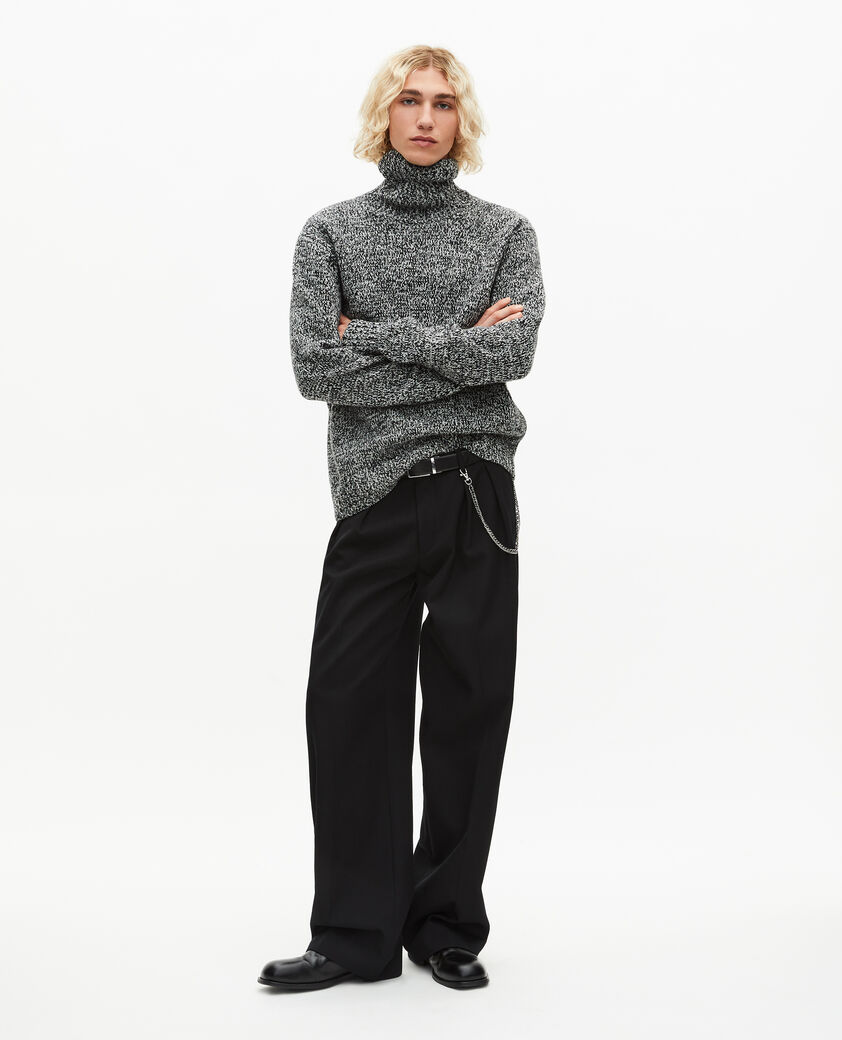 The Kooples HERREN BLACK WHITE mouliné-rollkragenpullover in schwarz und weiß