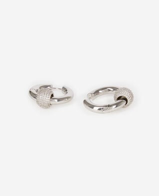 The Kooples FEMME SILVER boucles d'oreilles créole argentée et strass
