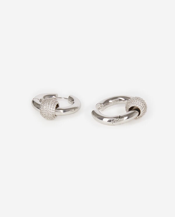 The Kooples WOMEN SILVER silver and rhinestone creole earrings