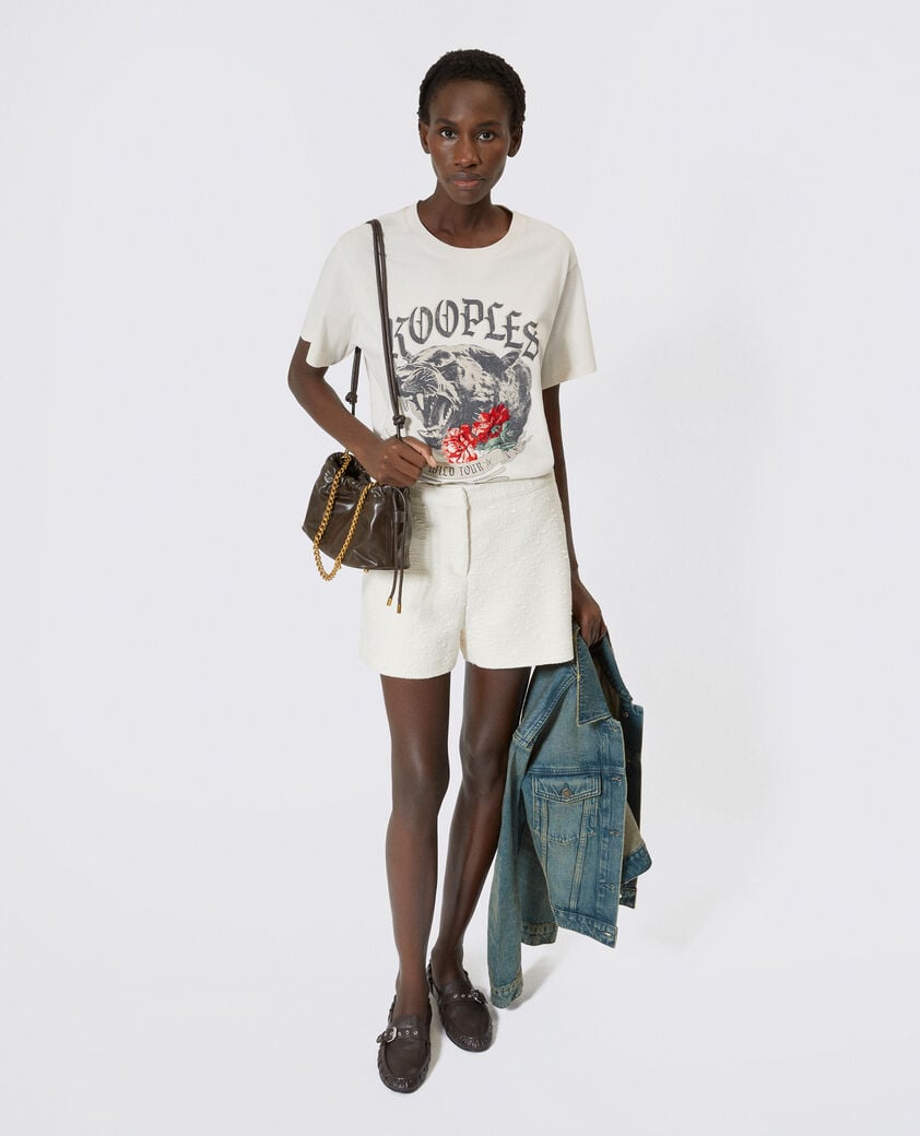 The Kooples WOMEN LIGHT BEIGE t-shirt with ecru screen print