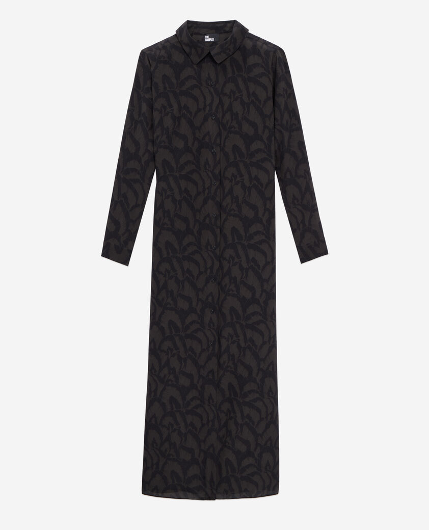 The Kooples F KAKI BLACK long black floral dress