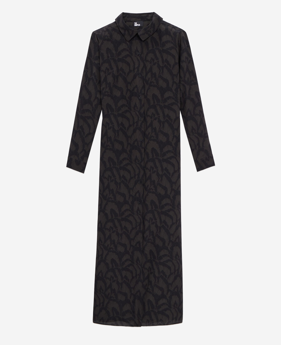The Kooples F KAKI BLACK long black floral dress