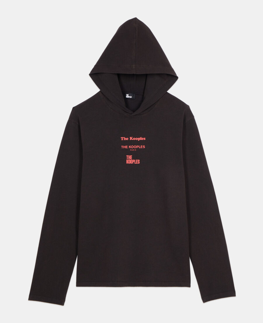 The Kooples HOMBRE BLACK WASHED camiseta capucha negra manga larga locations