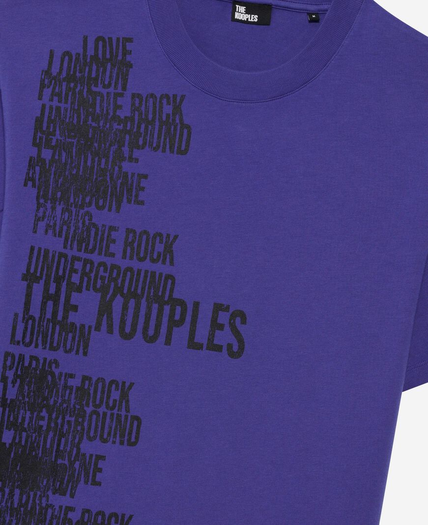 The Kooples HOMME ELECTRIC BLUE t-shirt avec sérigraphie violet