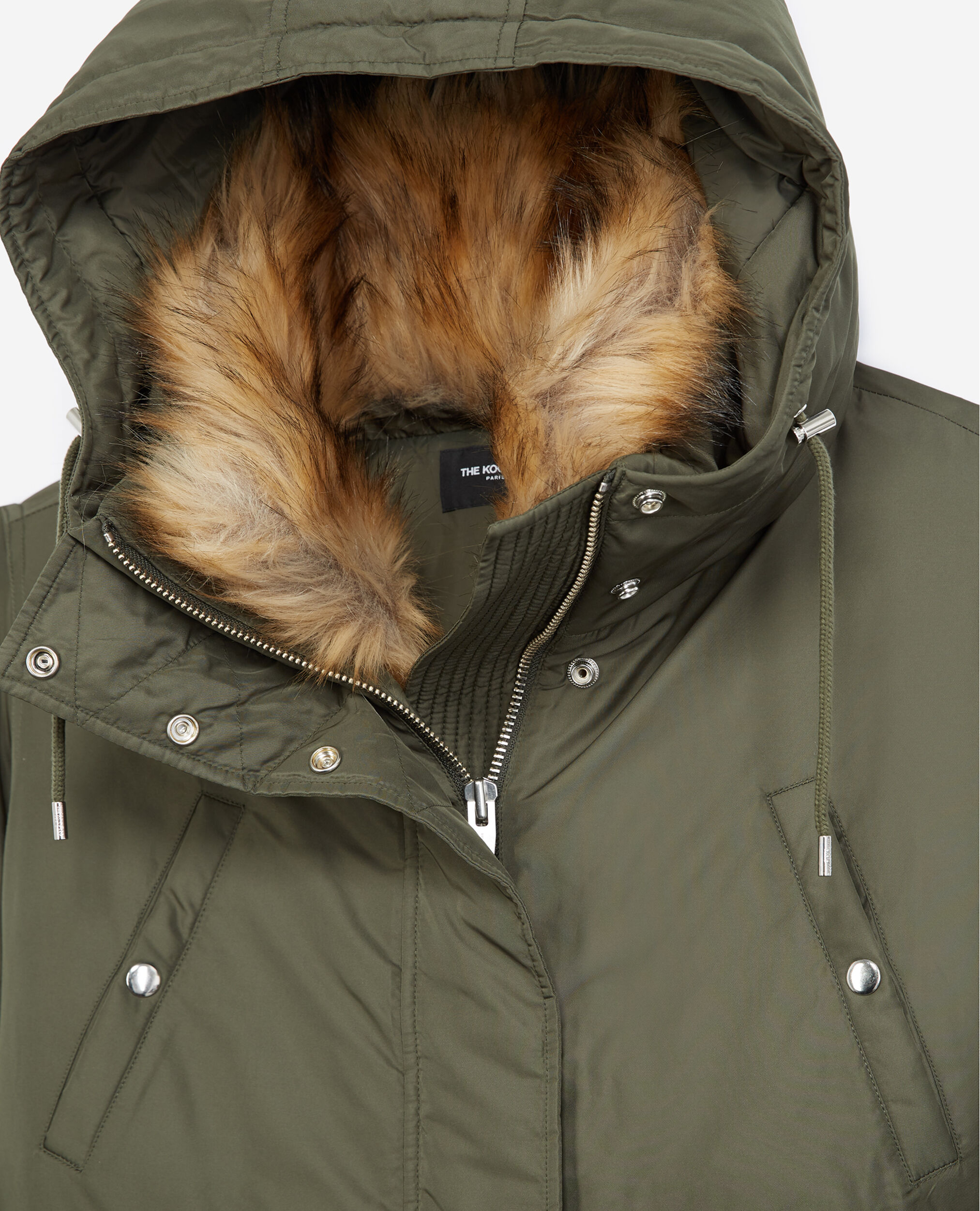 Hooded parka with faux fur in green, KAKI, hi-res image number null