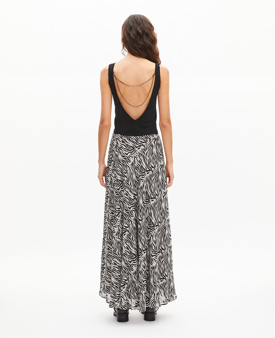 The Kooples F BLACK WHITE long zebra print skirt