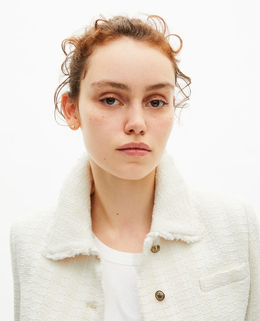 The Kooples DAMEN ECRU jacke aus ungebleichtem tweed