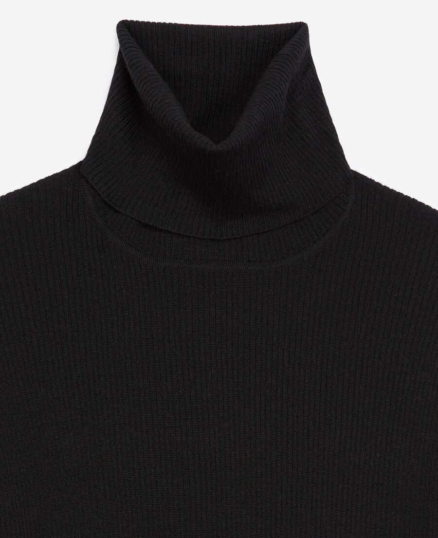 fitted black merino wool sweater