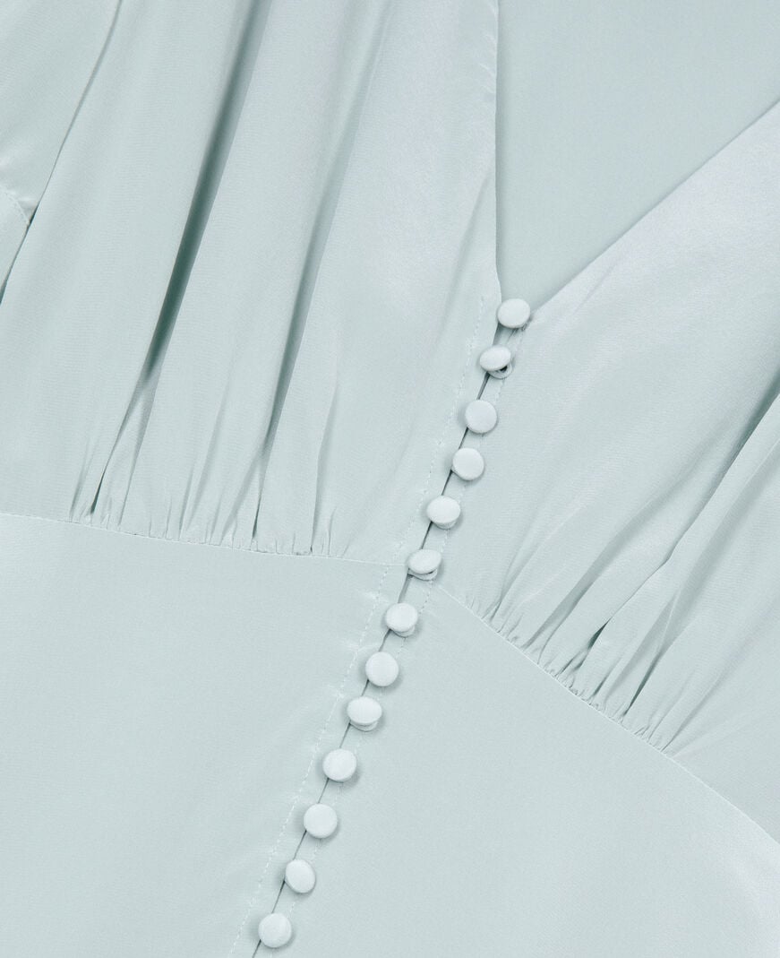 The Kooples WOMEN BLUE/GREEN long dress with blue silk buttoning