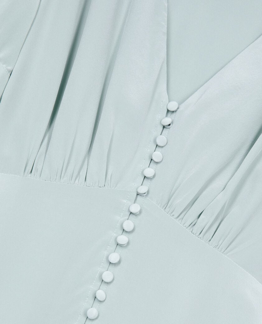 The Kooples WOMEN BLUE/GREEN long dress with blue silk buttoning