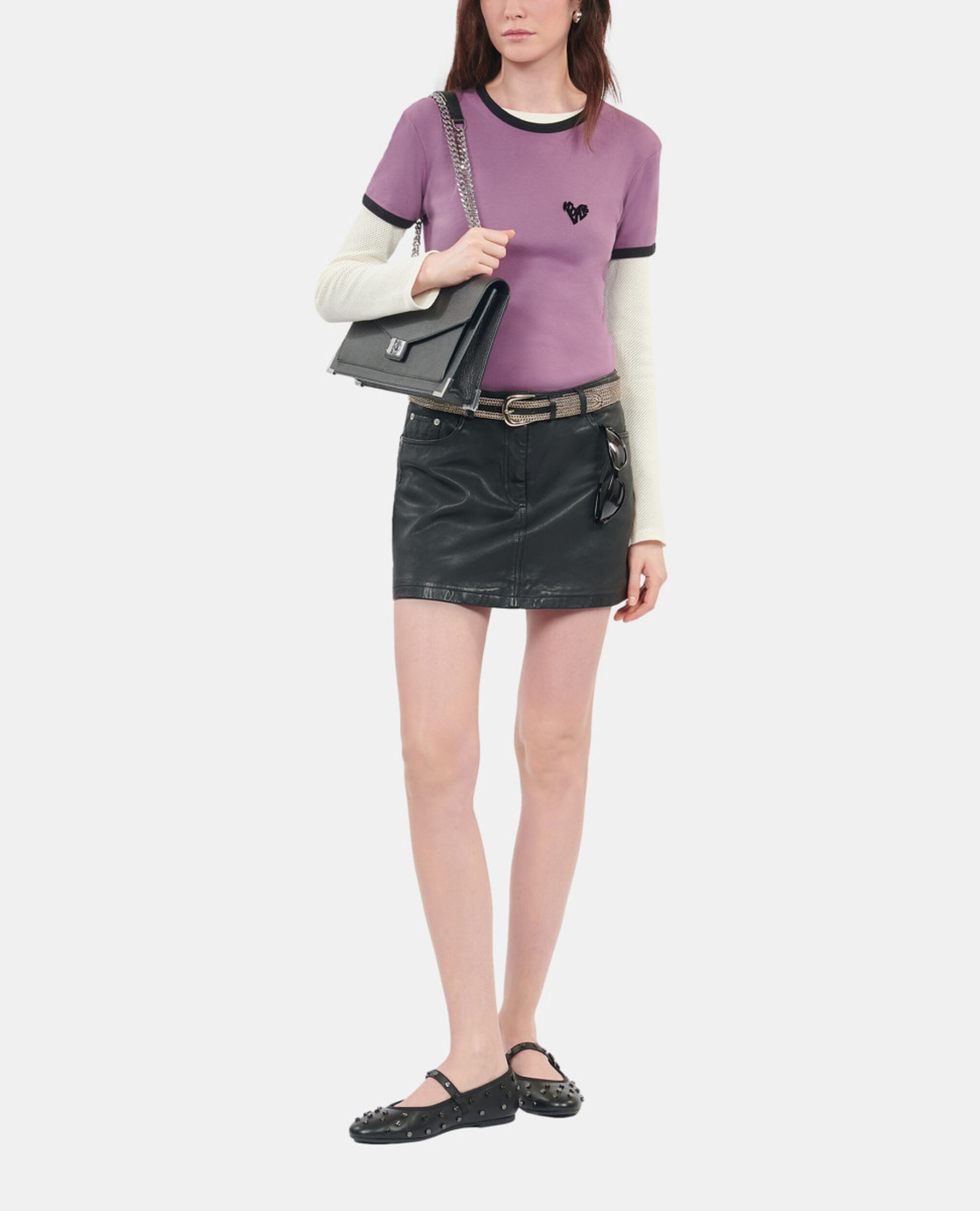Purple Kooples heart t-shirt, PRUNE, hi-res image number null