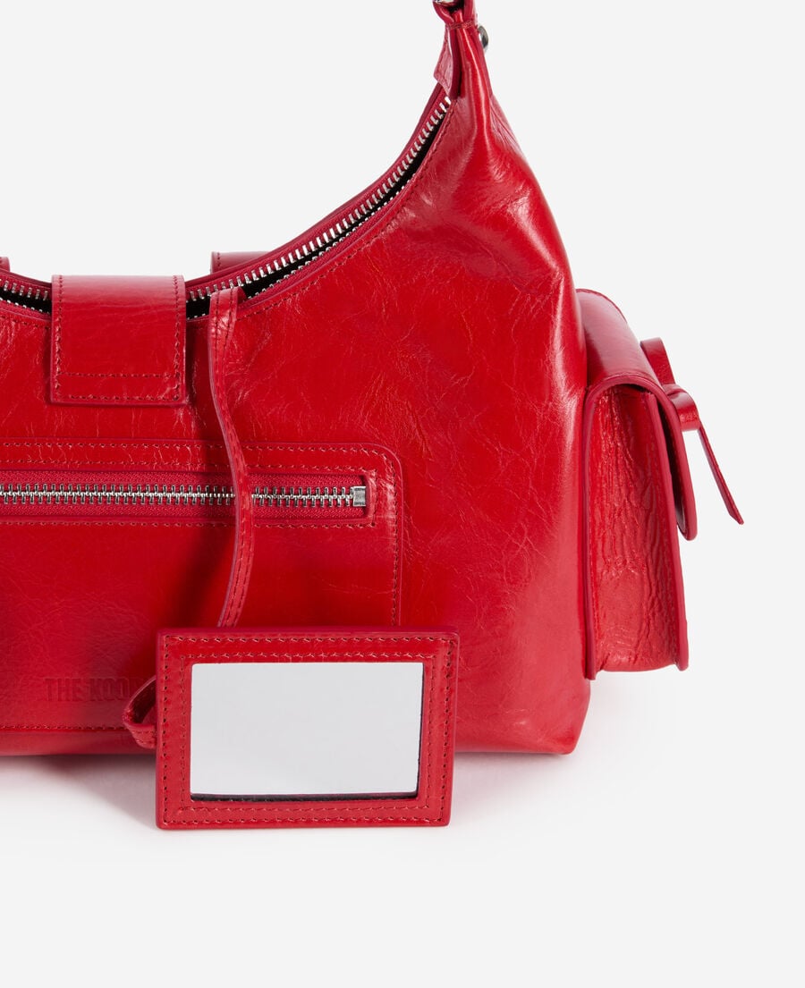 The Kooples WOMEN RED amelia bag in red crackle leather