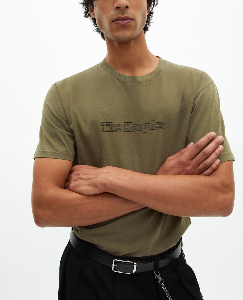 The Kooples HOMBRE KAKI camiseta con logotipo efecto vintage en color caqui