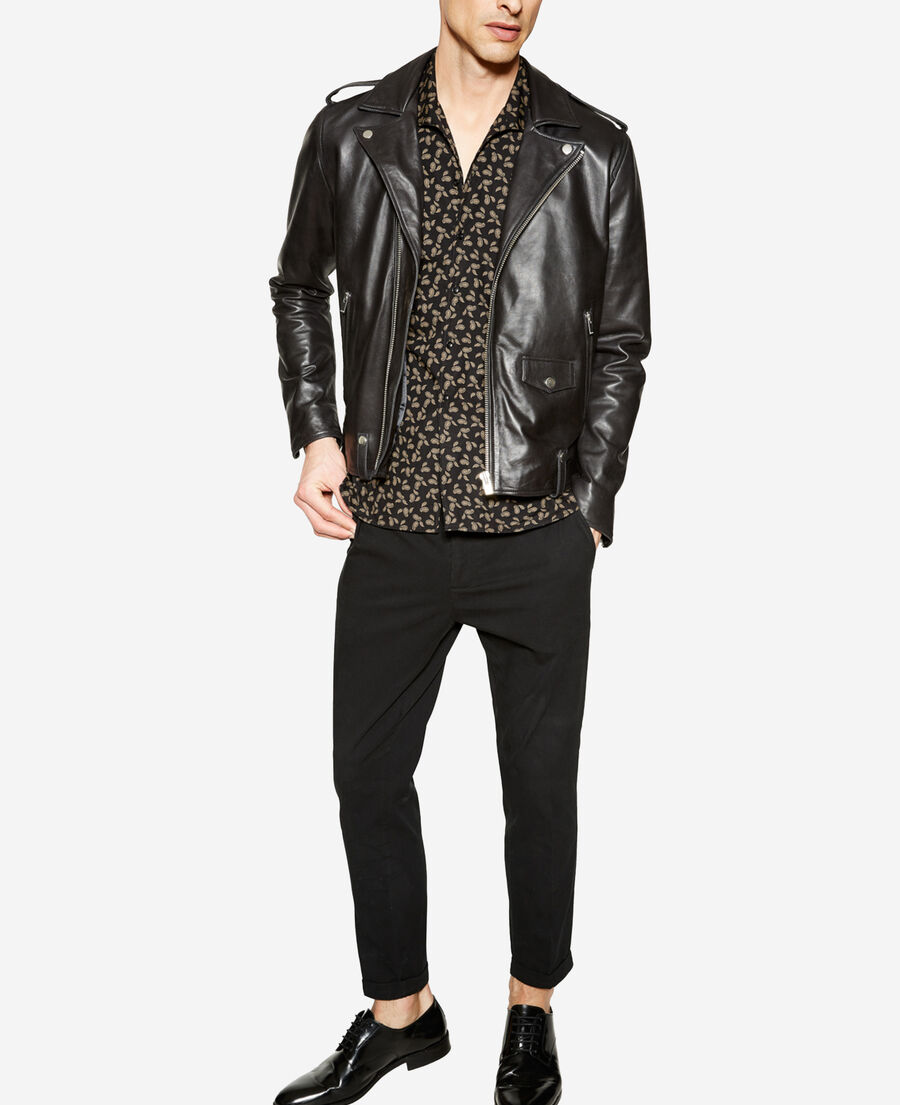 The Kooples H BLACK zipped black leather biker jacket
