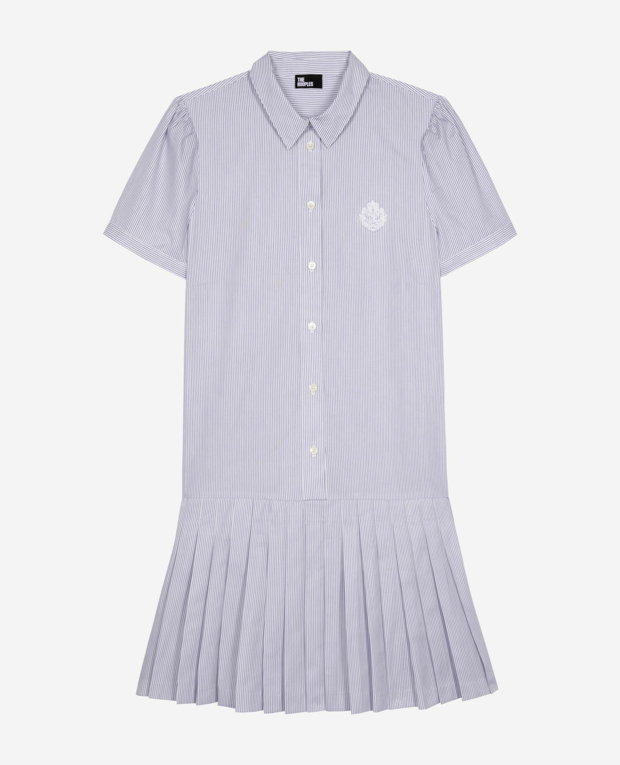 Short blue striped shirt collar dress, BLUE WHITE, hi-res image number null