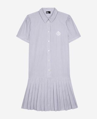 The Kooples F BLUE WHITE short blue striped shirt collar dress
