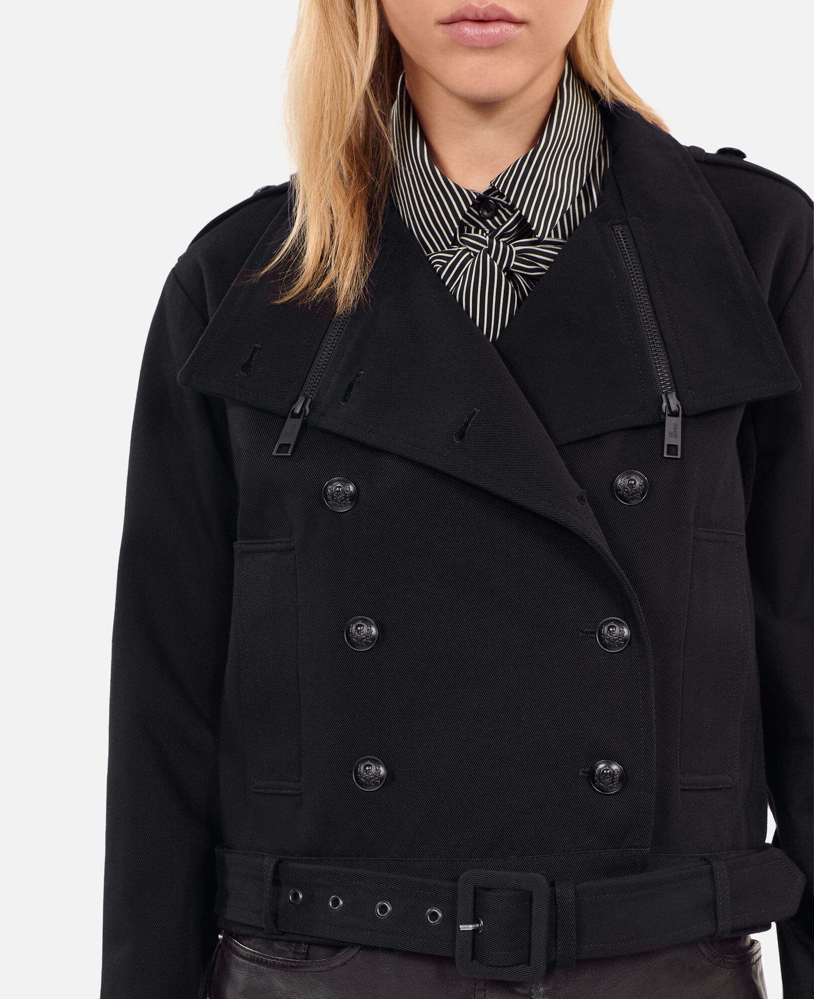 The Kooples FEMME BLACK blouson style trench noir