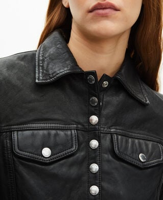 The Kooples FEMME BLACK blouson court en cuir noir