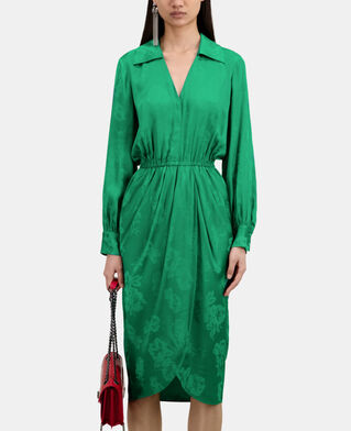 The Kooples FEMME GREEN robe verte mi-longue à fleurs