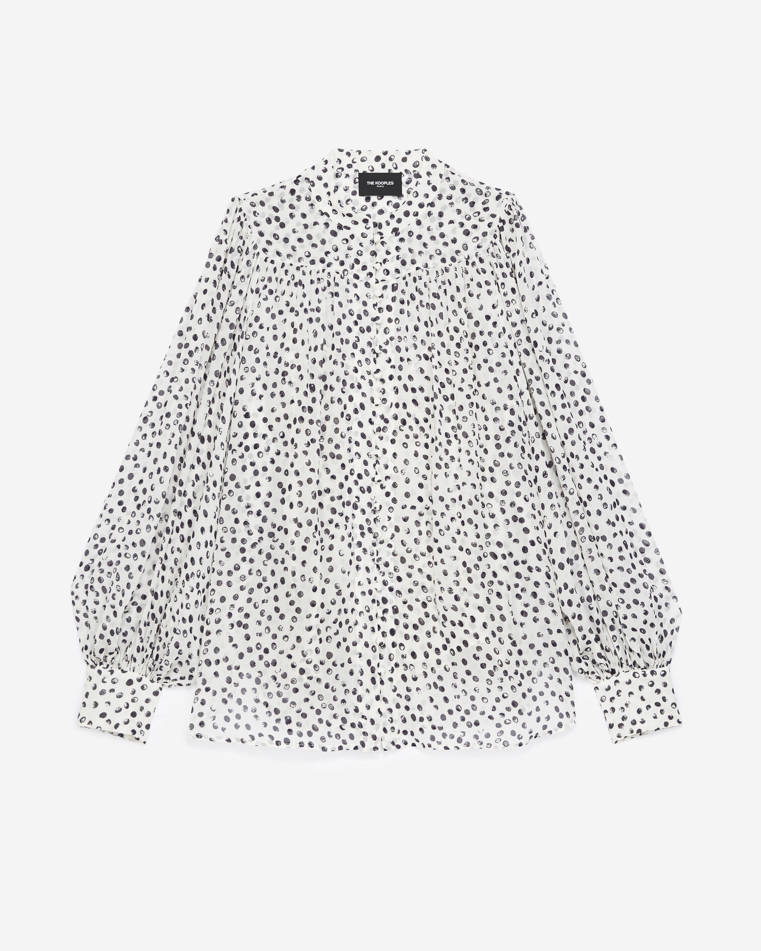 Top fluide blanc manches longues à pois, WHITE / NAVY, hi-res image number null