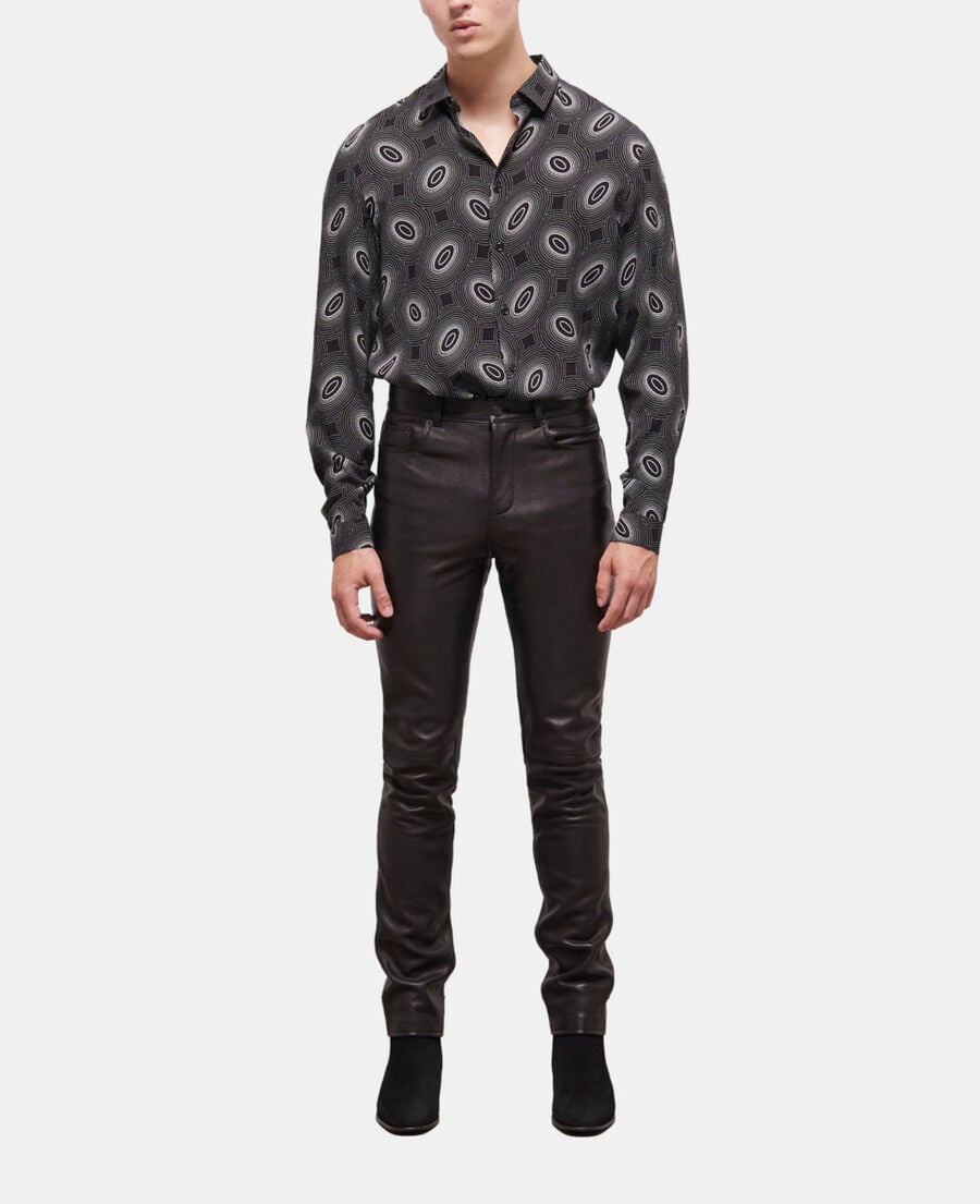 The Kooples HOMME BLACK pantalon slim en cuir noir