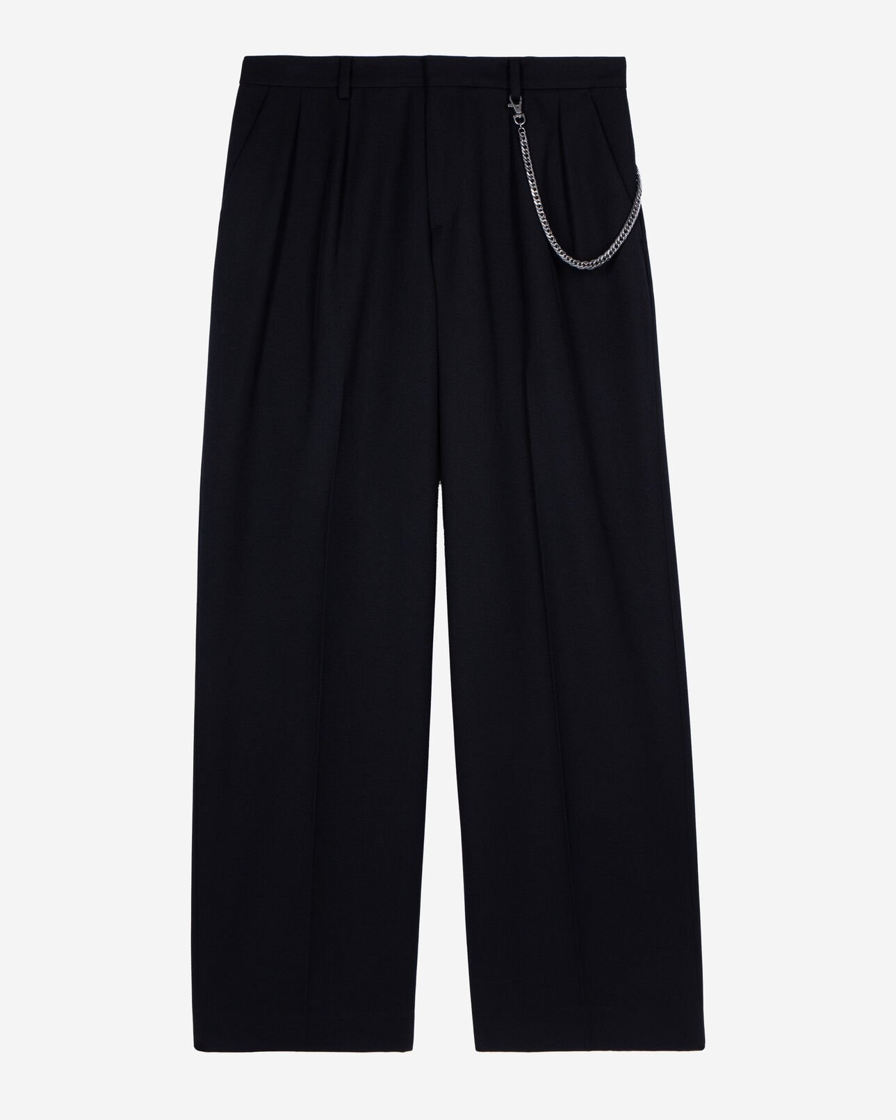 The Kooples HERREN BLACK schwarze wollhose mit weitem bein