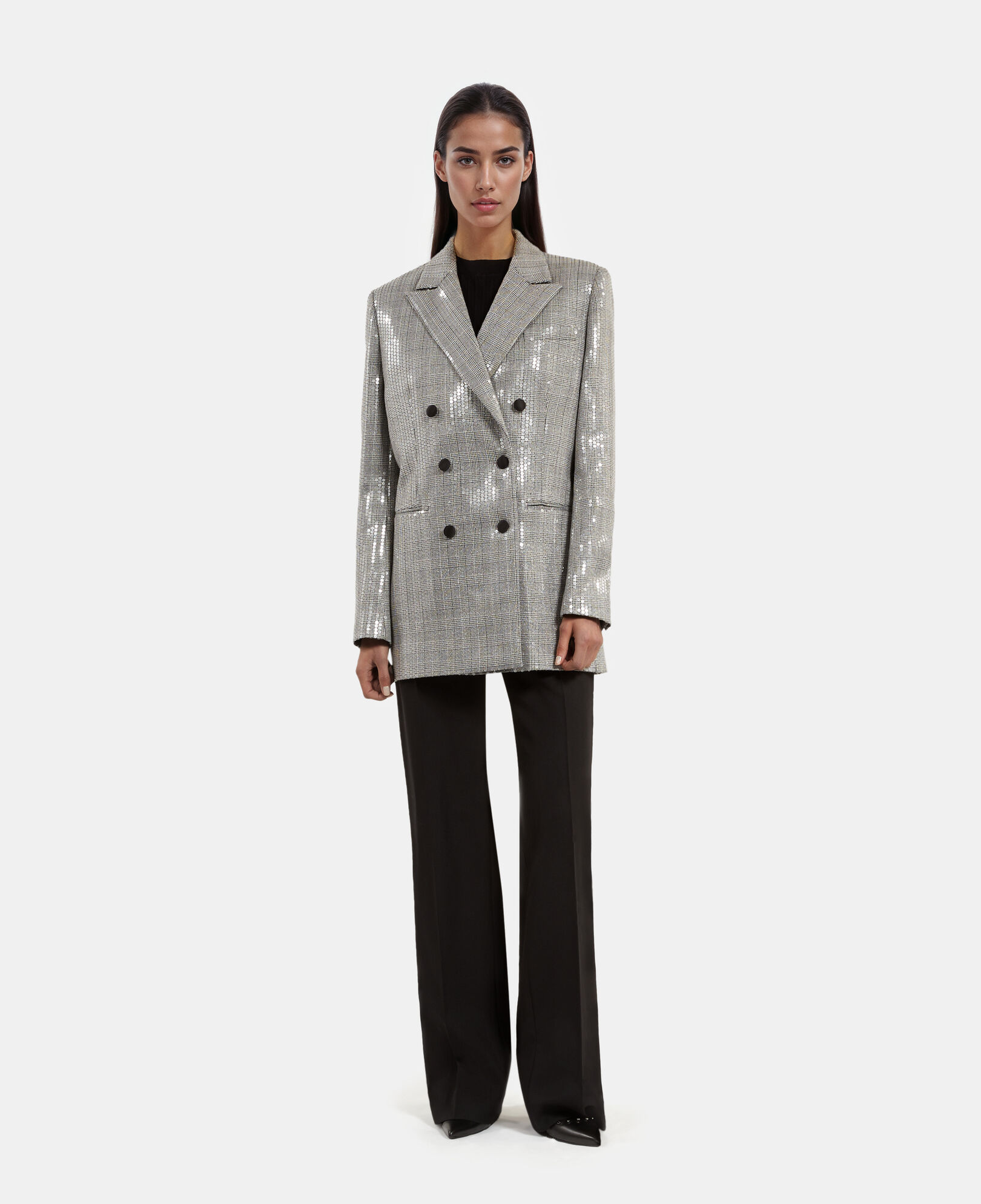 The Kooples WOMEN GREY gray prince of wales sequin jacket
