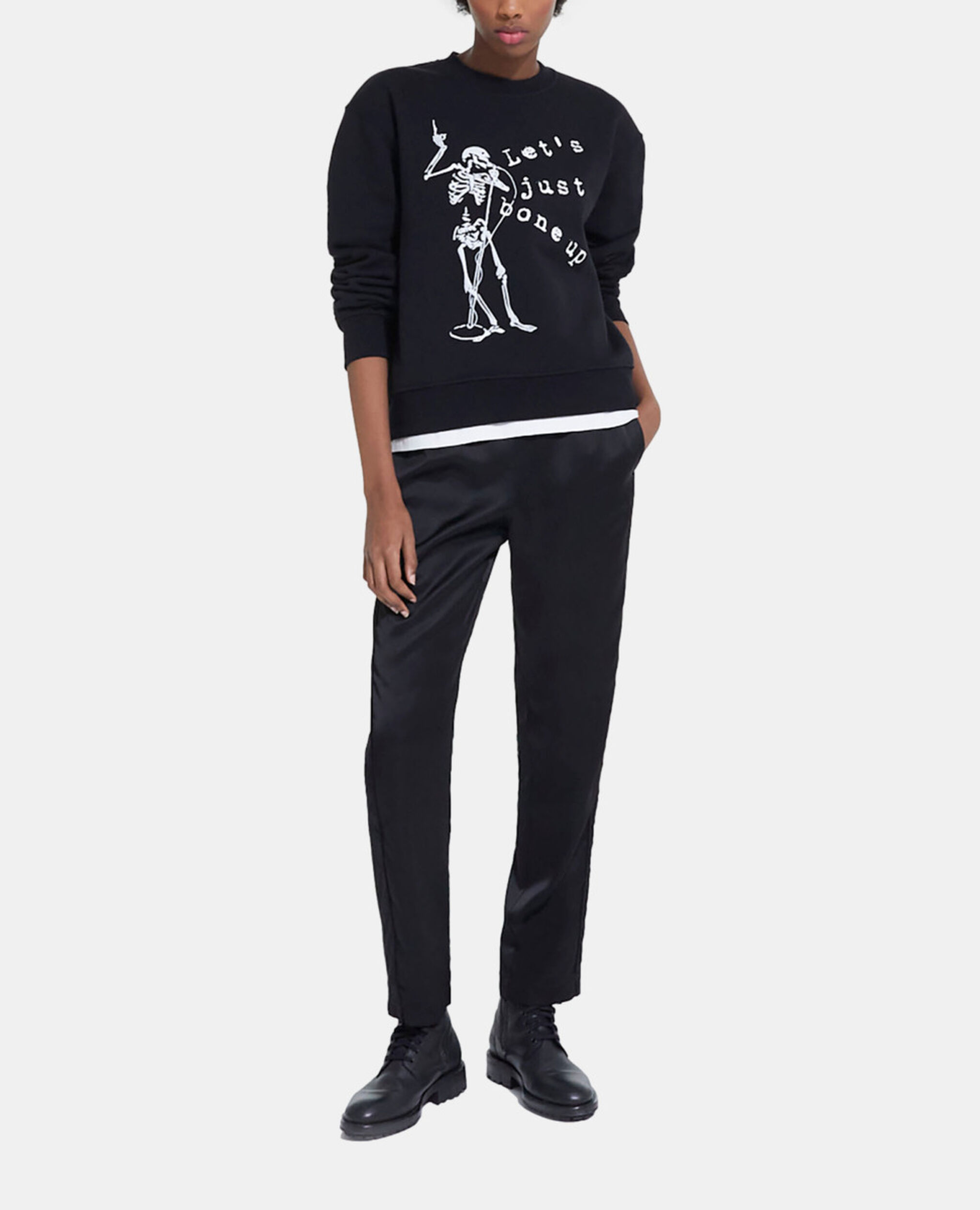 Black screen print sweatshirt, BLACK, hi-res image number null