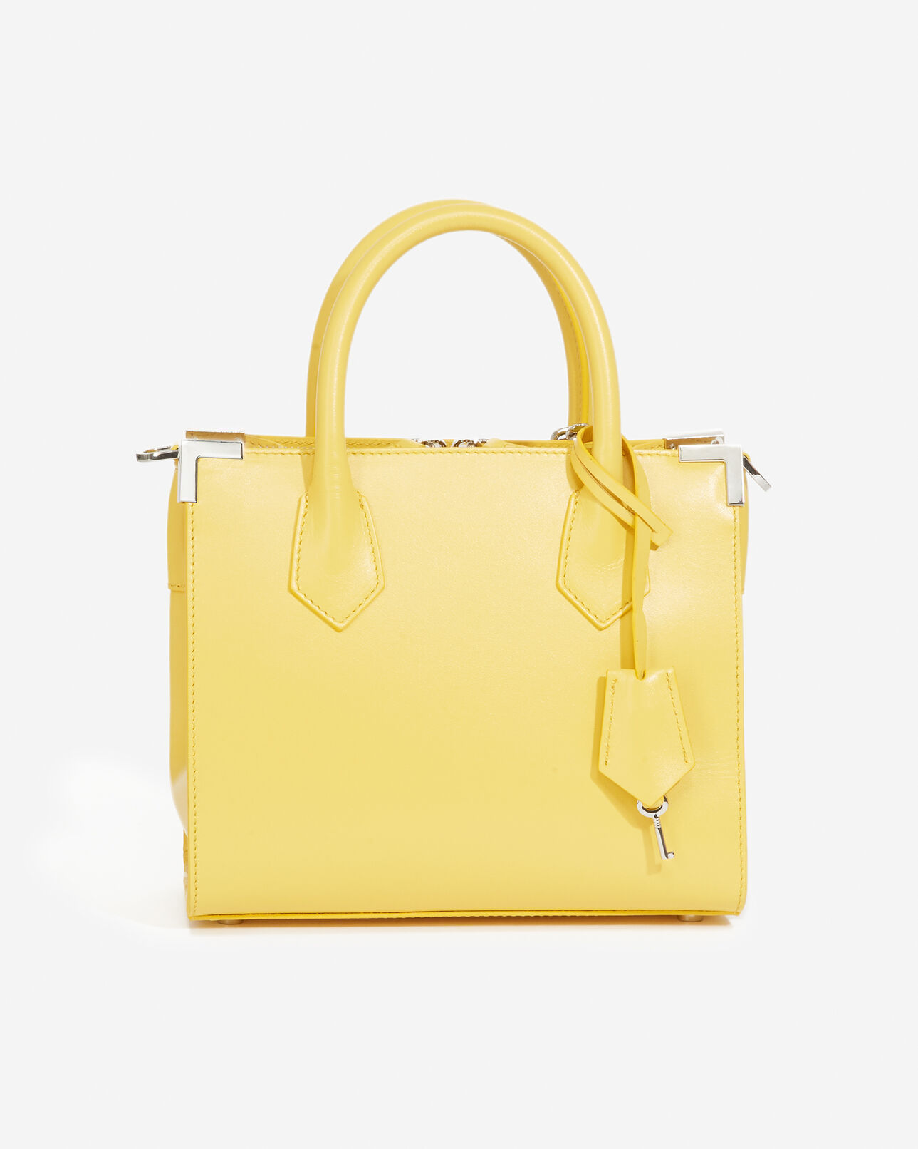 The Kooples FEMME BRIGHT YELLOW sac medium ming cuir lisse jaune pastel