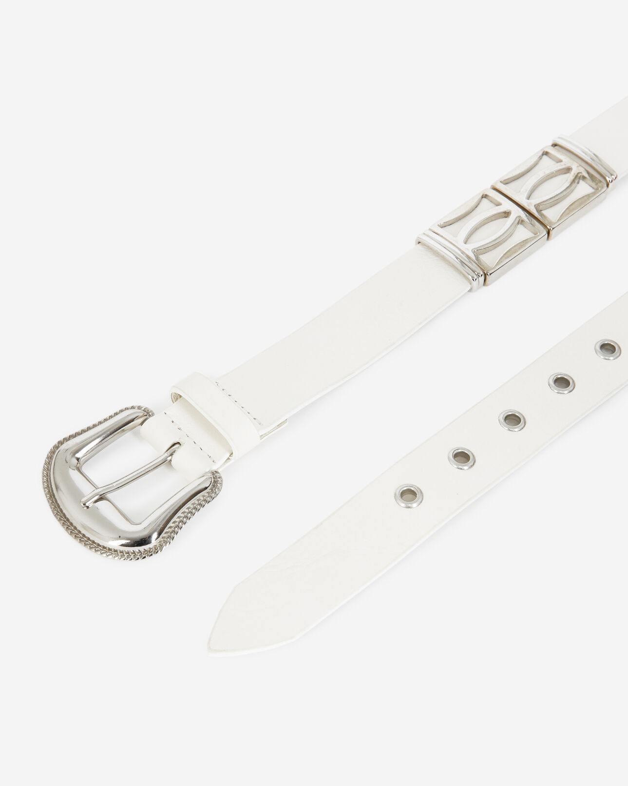 The Kooples FEMME WHITE ceinture cuir blanche pièces métalliques