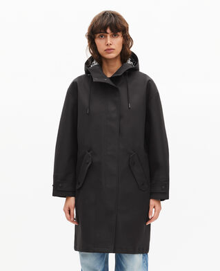 The Kooples DAMEN BLACK langer parka mit kapuze in schwarz