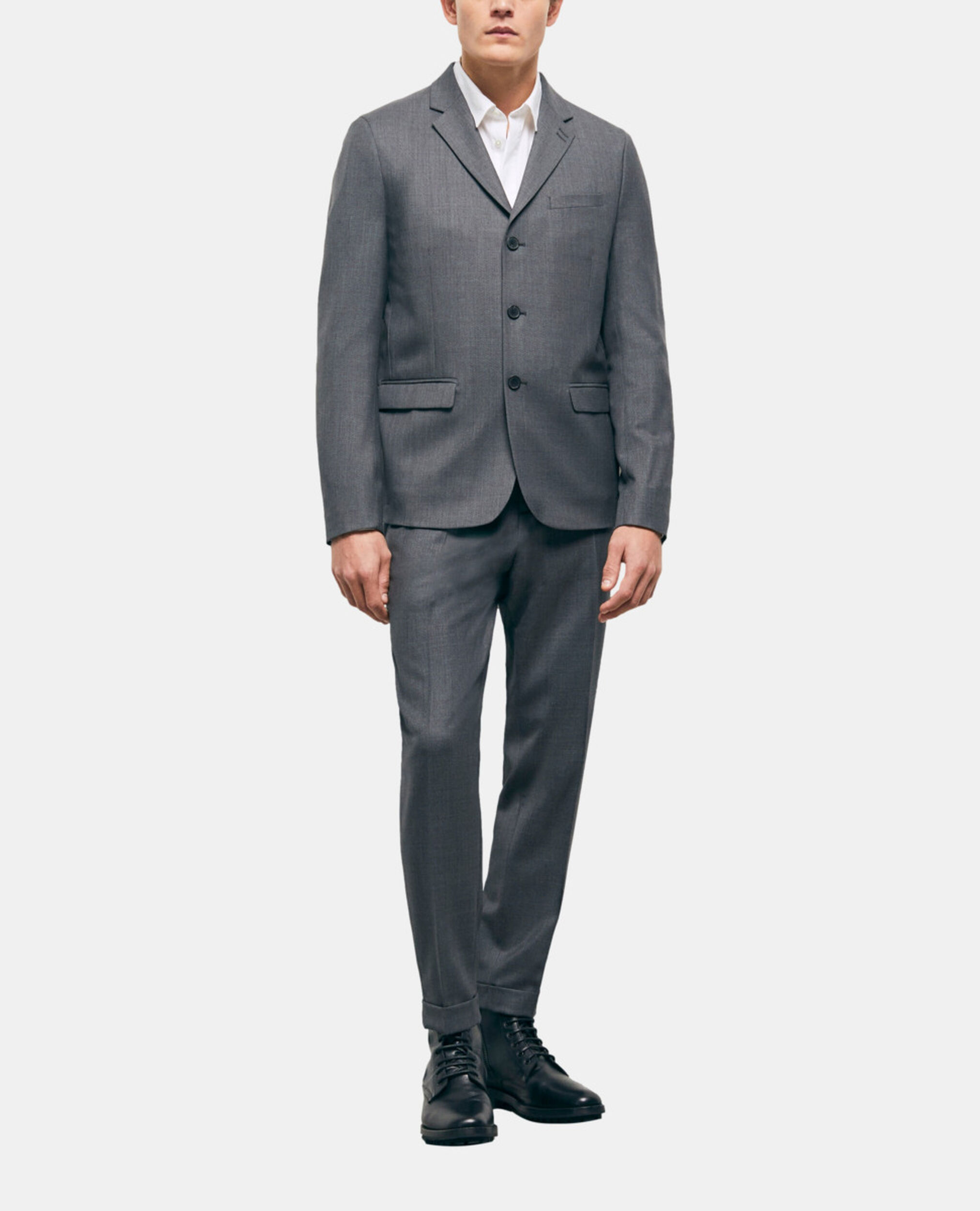 Gray wool suit jacket, GREY, hi-res image number null