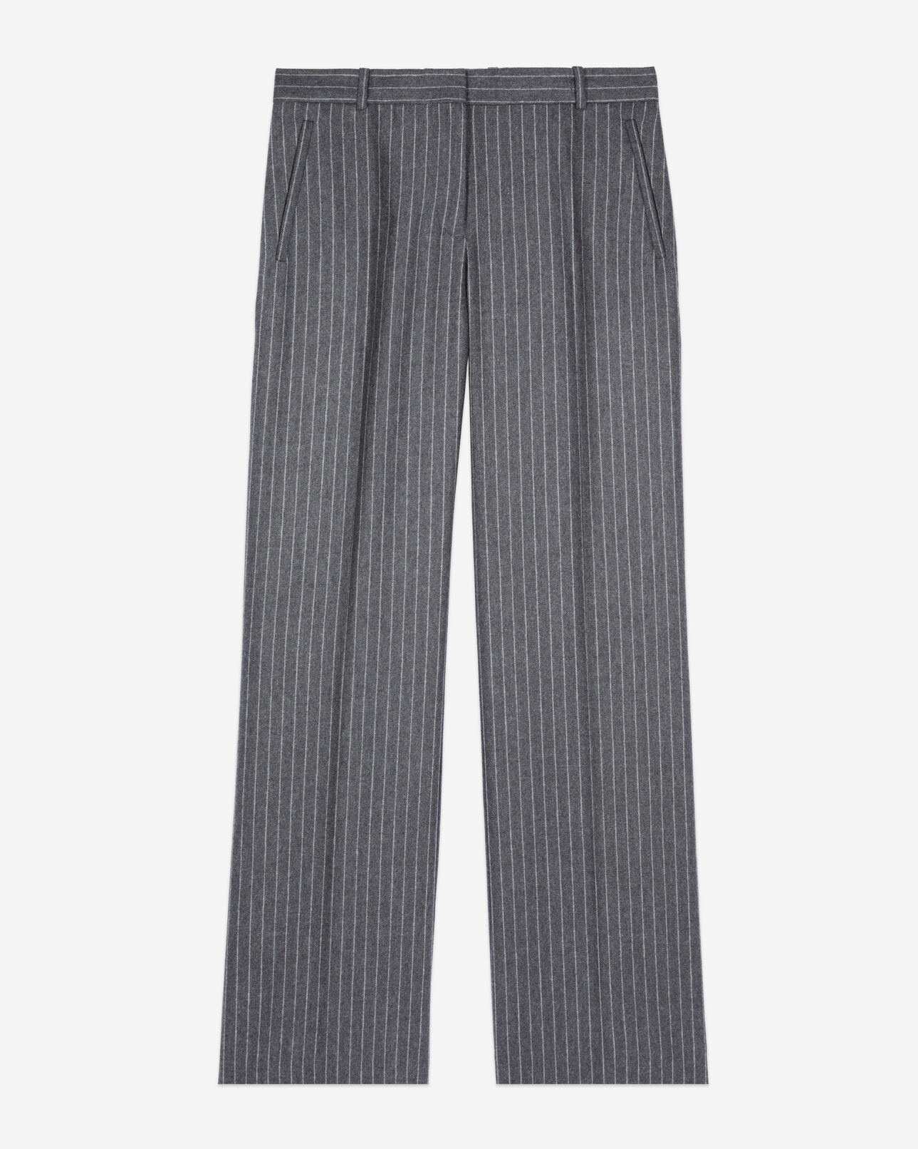 The Kooples WOMEN LIGHT GREY straight striped tailored pants
