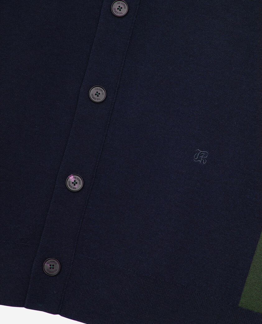 The Kooples MEN NAVY-GREEN navy double-sided wool cardigan