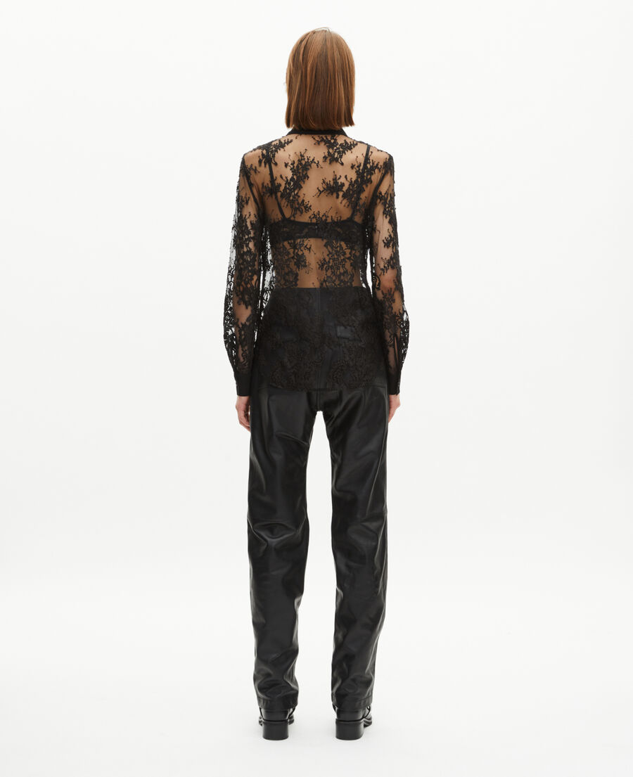 The Kooples WOMEN BLACK black lace sheer shirt