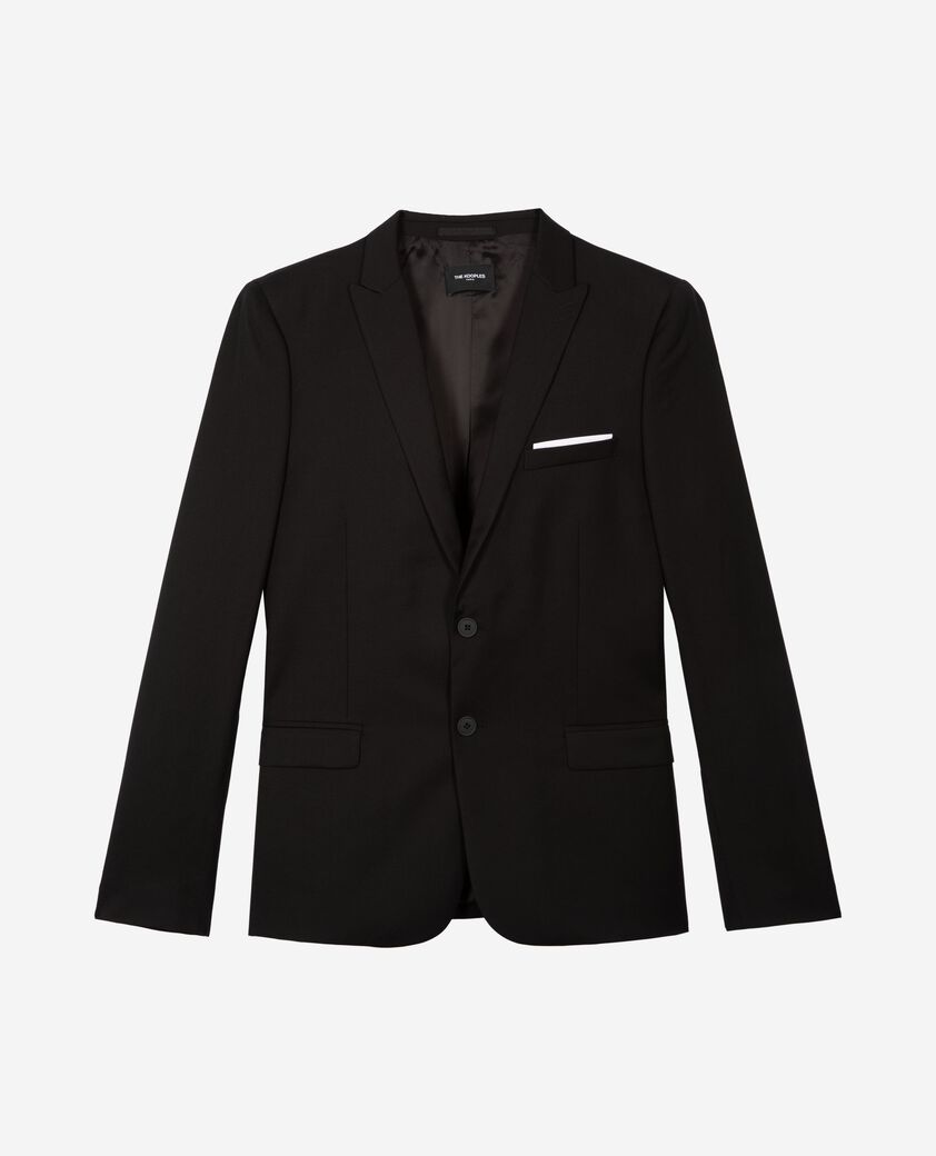 The Kooples MEN BLACK black wool slim fit suit jacket